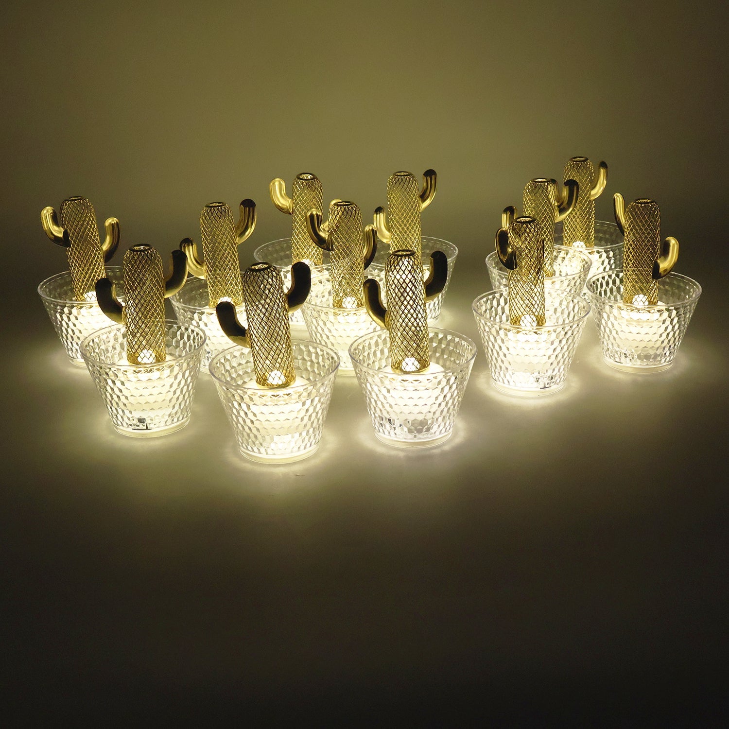 Decorative Cactus Shape LED Tealight Candles (12 Pc) Decorative Cactus Shape LED Tealight Candles (12 Pc)